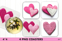  Knitting Pink Heart, Valentine Coaster Sublimation PNG Product Image 1
