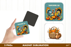 Thanksgiving Day Magnet Sublimation. Fridge Magnet PNG Product Image 1