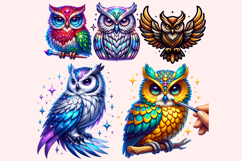 Glitter Owls PNG Clipart Bundle Product Image 4