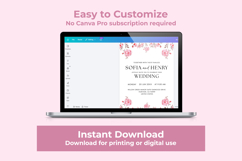 Pink Floral Wedding Invite Template, Editable Canva Wedding Product Image 4