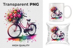 Vintage Cycle With Flowers PNG Sublimation Product Image 1