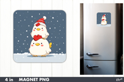 Christmas Cute Bird Magnet, Winter Fridge Magnet PNG Product Image 1