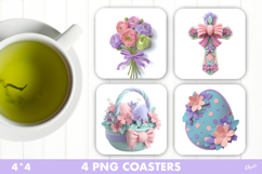 Easter Coaster, Easter Sublimation Design PNG Product Image 1