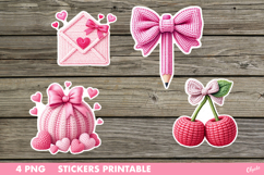 Yarn Valentine Stickers PNG. Teacher Sticker PNG Product Image 1