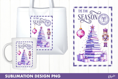 Christmas Stamp Sublimation, Lilac Watercolor Christmas PNG Product Image 1