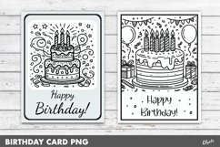 Birthday Cake Coloring Card PNG Product Image 1