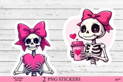 Anti Valentine Stikers PNG. Skeleton Coquette Stickers PNG Product Image 1