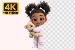 Cute Baby Girl Holding a Toy Transparent PNG Product Image 1