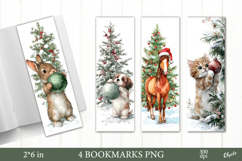 Christmas Animal Bookmarks, 4 PNG Bookmarks Product Image 1