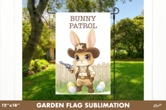Farm Easter Bunny Garden Flag PNG. Bunny Patrol Product Image 1