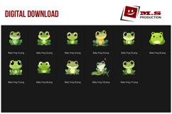 Cute Baby Frog Clipart Bundle Product Image 5