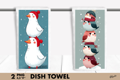 Funny Bird PNG, Christmas Bird Dish Towel Sublimation Product Image 1