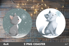 Christmas Cute Animal Round Coaster PNG Product Image 1