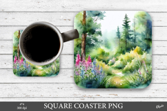 Woodland Coaster PNG. Square Coaster PNG Product Image 1