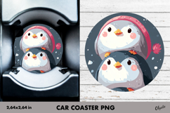 Christmas Cute Bird, Winter Car Coaster PNG Product Image 1