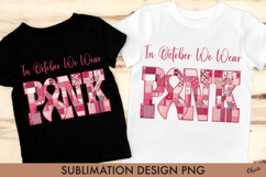 In October We Wear Pink. Patchwork Pink Sublimation PNG Product Image 1