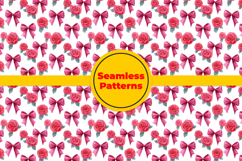 Watercolor Rose with Bow Seamless Pattern and Digital paper Product Image 5