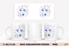 Watercolor Flower Mug Wrap PNG. 11 OZ, 15 OZ Mug Product Image 1