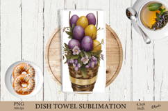 Easter Egg Dish Towel Sublimation, Watercolor Easter PNG Product Image 1