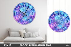 Christmas Clock Sublimation. Sparkling Face Clock Design Product Image 1