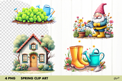 Spring Garden Clipart PNG, Cozy Spring Sublimation Product Image 1