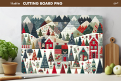 Winter Cutting Board PNG. Rustic Christmas Patchwork PNG Product Image 1