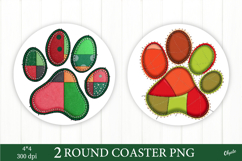 Dog Christmas Coaster PNG, Preppy Rustic Patchwork Paw Product Image 1