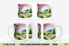 Watercolor Woodland Mug. Mug Sublimation Wrap Product Image 1