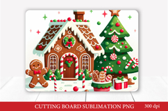 Gingerbread Christmas Cutting Board Sublimation PNG Product Image 1