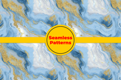 Sky Blue and Gold Glitter Marble Seamless Pattern Product Image 5