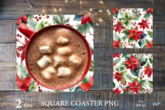 Christmas Coaster PNG. Poinsettia Coaster Sublimation Product Image 1
