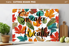 Fall Leaves Cutting Board Sublimation. Autumn Quote PNG Product Image 1
