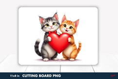 Lovely Cute Kittens PNG, Valentine Cutting Board Sublimation Product Image 1