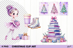 Watercolor Lilac Christmas Clipart PNG Product Image 1