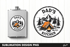 Dad BBQ Retro Round Sublimation, Flask BBQ Grill PNG Product Image 1