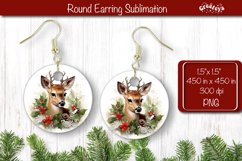 Christmas Round Earring Sublimation Designs Christmas Animal Product Image 1