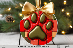 Dog Christmas Ornament PNG, Paw Sublimation PNG Product Image 1
