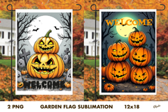 Pumpkin Monster Garden Flag PNG. Halloween Garden Flag PNG Product Image 1