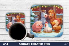 Farmhouse Coaster PNG. Christmas Coaster Sublimation Product Image 1