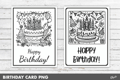 Birthday Cake Coloring Card PNG Product Image 1