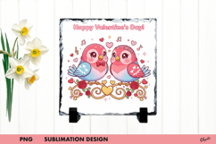 Valentine Birds Slate Sublimation, Lovery Birds PNG Product Image 1