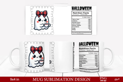 Mug Ghost Sublimation PNG. Halloween Mug Wrap Product Image 1
