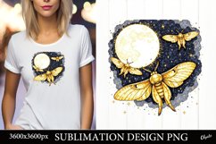 Lunar Moth Sublimation Design. Gold Moth Sublimation PNG Product Image 1