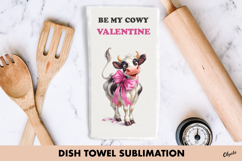 Funny Cow Dish Towel PNG, Valentine Cow Sublimation Product Image 1