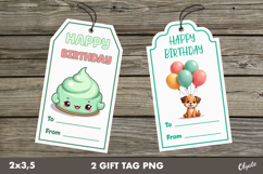 Birthday Gift Tag PNG, Kawaii labels, Gift Tag PNG Product Image 1