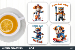 Sport Animal Coaster PNG, Winter Sport Coaster PNG Product Image 1