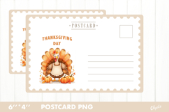 Thanksgiving Card PNG. Turkey Postcard PNG Product Image 1
