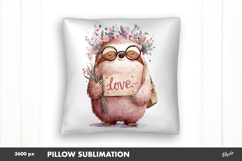 Sloth with Love Quote, Valentine Love Pillow PNG Product Image 1