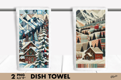 Patchwork XMAS Dish Towel PNG. Christmas Dish Towel PNG Product Image 1
