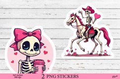 Anti Valentine Stikers PNG. Pink Skeleton Stickers PNG Product Image 1